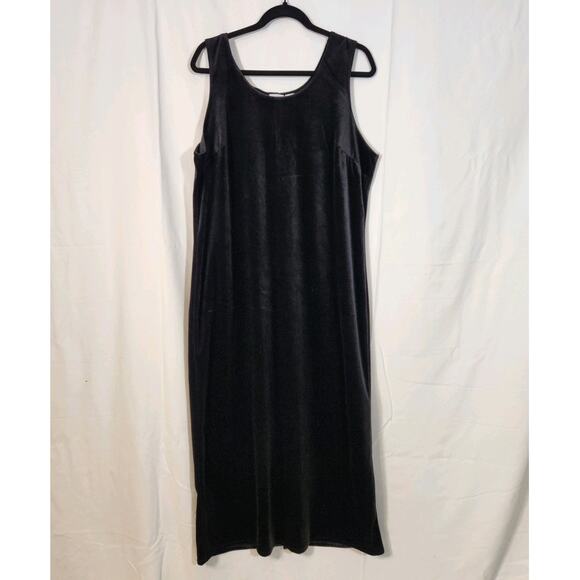 Vintage Carolina Colours 14 $150 Black Velvet Maxi Dress Y2K Goth Chic - Picture 1 of 7